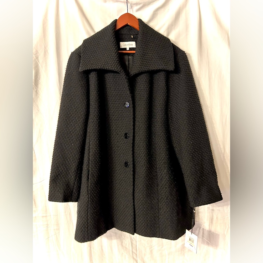 NWT Calvin Klein Black Textured Jacket Coat